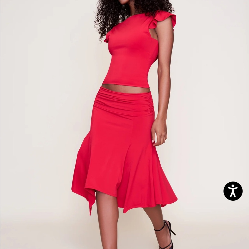 Danielle Guizio Soffiano Top and Skirt Set NWOT M